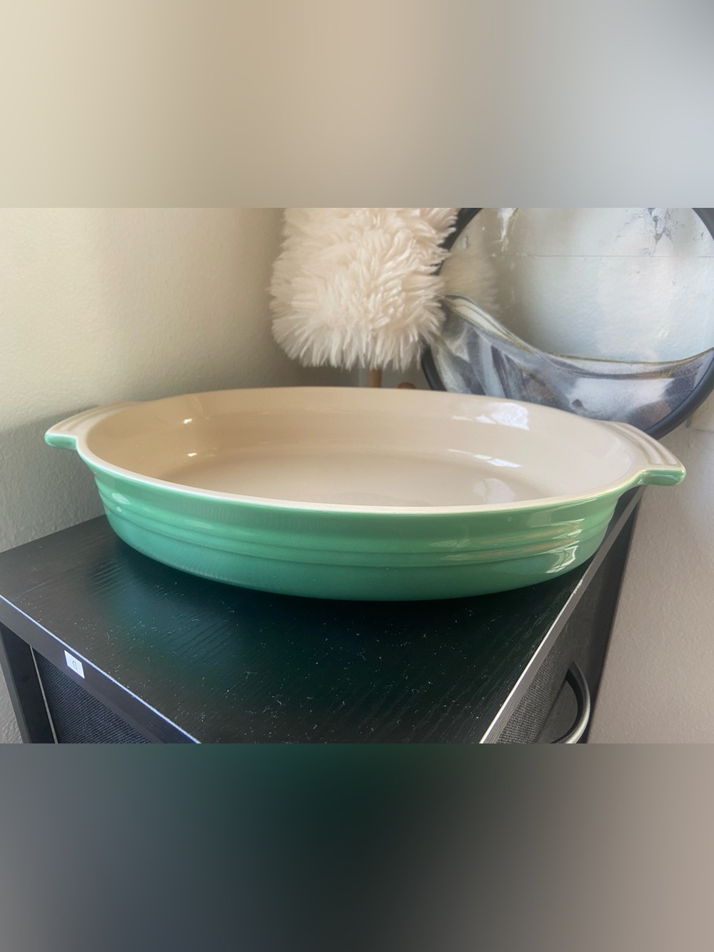 Le Creuset Deep Green Ceramic Oval Gratin Dish 10.25"